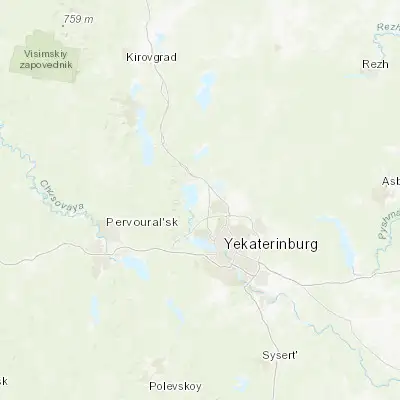 Map showing location of Sredneuralsk (56.989210, 60.466620)