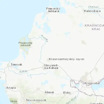 Map showing location of Starodzhereliyevskaya (45.475990, 38.296800)