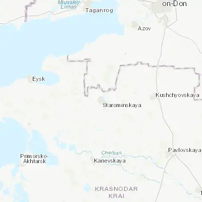 Map showing location of Starominskaya (46.530000, 39.049720)