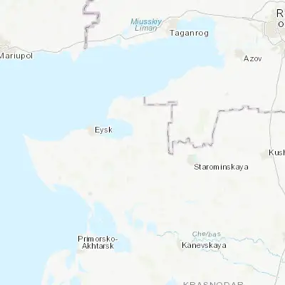 Map showing location of Staroshcherbinovskaya (46.626800, 38.673900)