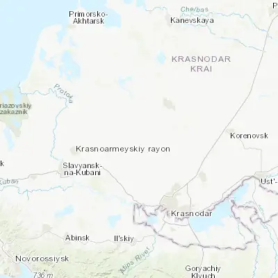 Map showing location of Starovelichkovskaya (45.428840, 38.732610)
