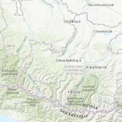 Map showing location of Storozhevaya (43.878860, 41.451430)