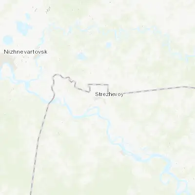 Map showing location of Strezhevoy (60.733300, 77.588900)