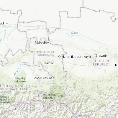 Map showing location of Sunzha (43.319500, 45.049110)