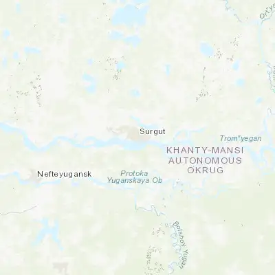 Map showing location of Surgut (61.250000, 73.416670)