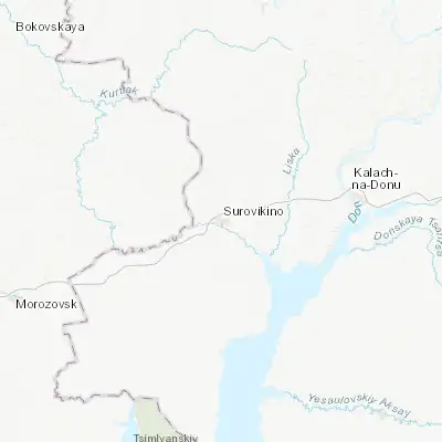 Map showing location of Surovikino (48.607340, 42.846210)