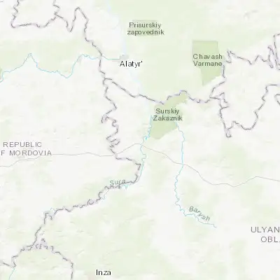 Map showing location of Surskoye (54.482100, 46.721400)