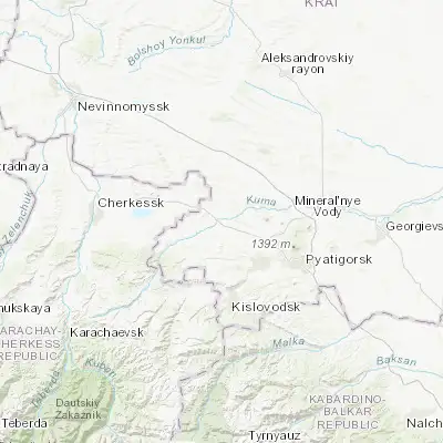 Map showing location of Suvorovskaya (44.190100, 42.659500)
