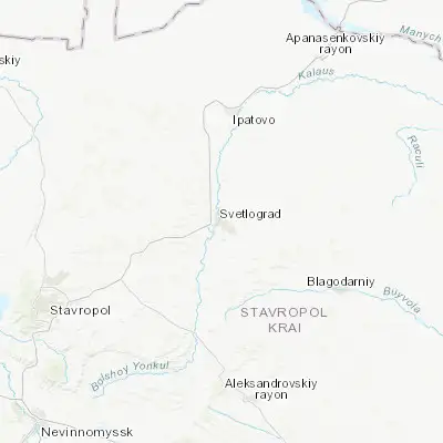 Map showing location of Svetlograd (45.335280, 42.854720)
