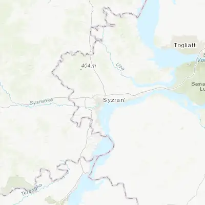 Map showing location of Syzran’ (53.158500, 48.468100)
