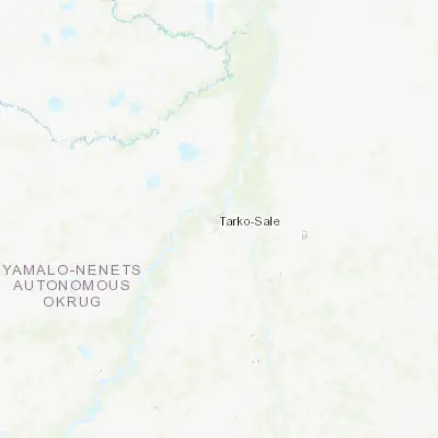Map showing location of Tarko-Sale (64.916110, 77.774570)