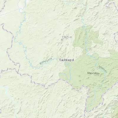 Map showing location of Tashtagol (52.765700, 87.889400)