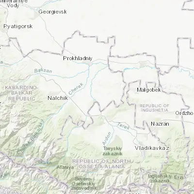 Map showing location of Terek (43.483330, 44.136110)