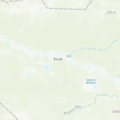 Map showing location of Tevriz (57.509000, 72.404200)
