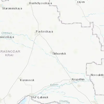Map showing location of Tikhoretsk (45.854720, 40.125280)