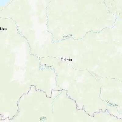 Map showing location of Tikhvin (59.645110, 33.529370)