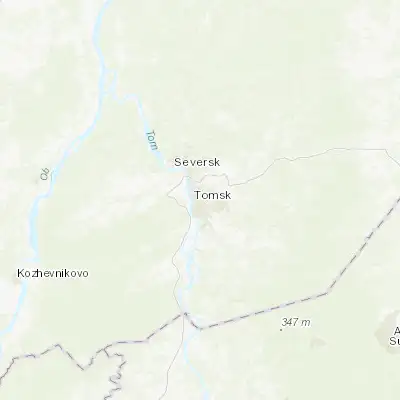Map showing location of Tomsk (56.497710, 84.974370)