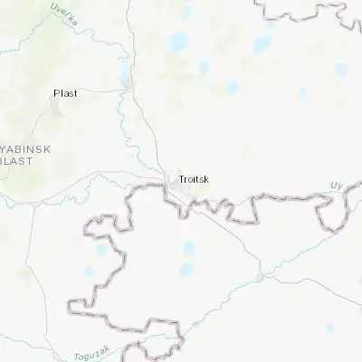Map showing location of Troitsk (54.097900, 61.577300)