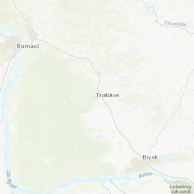 Map showing location of Troitskoye (52.982200, 84.680000)