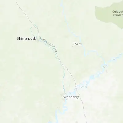 Map showing location of Tsiolkovskiy (51.766940, 128.114720)