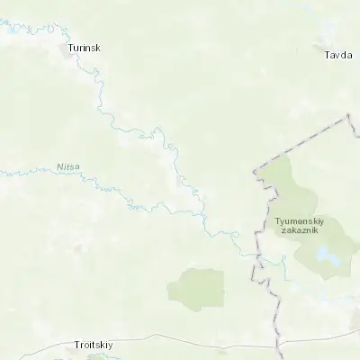 Map showing location of Turinskaya Sloboda (57.623200, 64.385750)