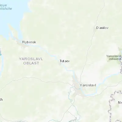 Map showing location of Tutayev (57.885290, 39.540600)