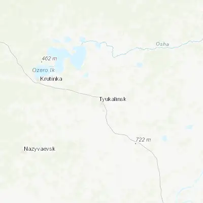 Map showing location of Tyukalinsk (55.873210, 72.196730)