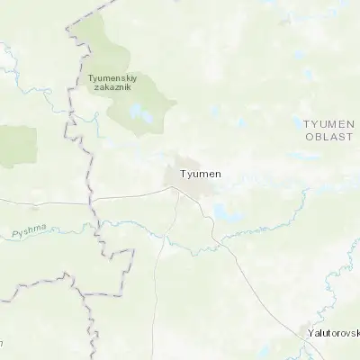 Map showing location of Tyumen (57.152220, 65.527220)