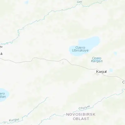 Map showing location of Ubinskoye (55.306750, 79.680160)
