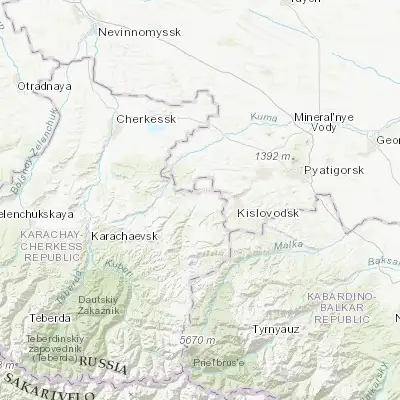 Map showing location of Uchkeken (43.937780, 42.511670)