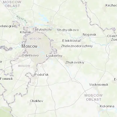 Map showing location of Udel’naya (55.625360, 38.002850)
