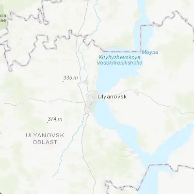 Map showing location of Ulyanovsk (54.328240, 48.386570)