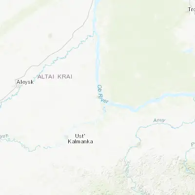 Map showing location of Ust’-Charyshskaya Pristan’ (52.393400, 83.663500)