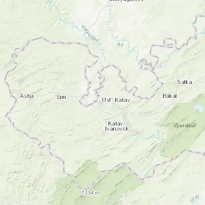 Map showing location of Ust’-Katav (54.936600, 58.175700)