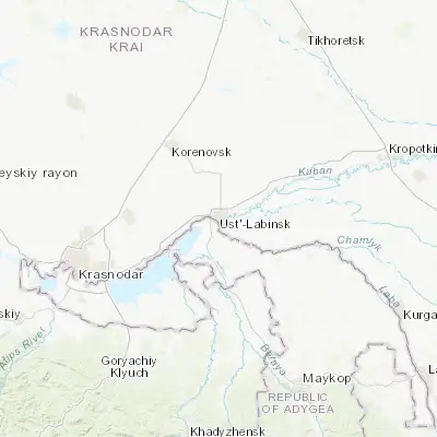 Map showing location of Ust’-Labinsk (45.210770, 39.689140)