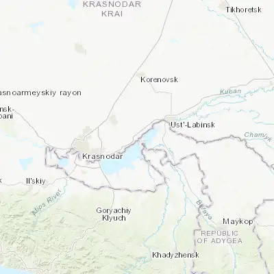 Map showing location of Vasyurinskaya (45.118090, 39.423990)