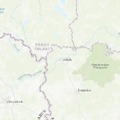Map showing location of Velizh (55.605640, 31.196730)