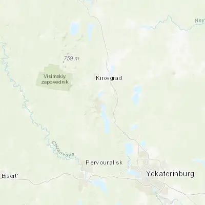 Map showing location of Verkh-Neyvinskiy (57.270130, 60.137620)