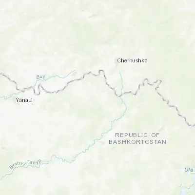 Map showing location of Verkhniye Tatyshly (56.291170, 55.857500)