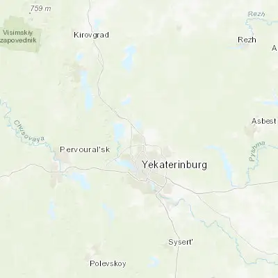 Map showing location of Verkhnyaya Pyshma (56.970470, 60.582190)