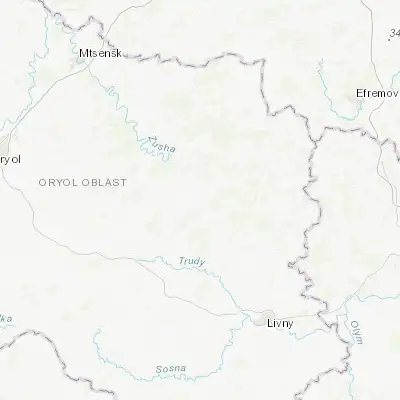Map showing location of Verkhov’ye (52.811650, 37.242150)