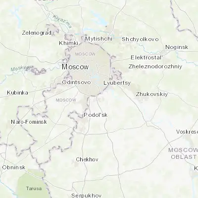 Map showing location of Vidnoye (55.552390, 37.709670)