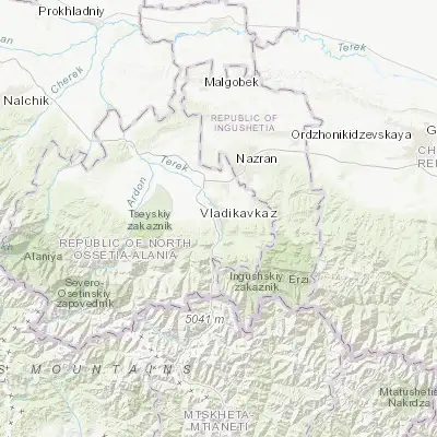 Map showing location of Vladikavkaz (43.036670, 44.667780)