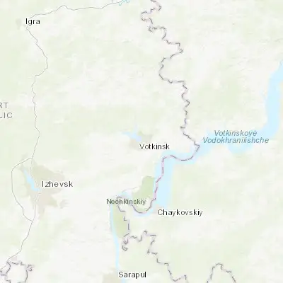 Map showing location of Votkinsk (57.048650, 53.987170)