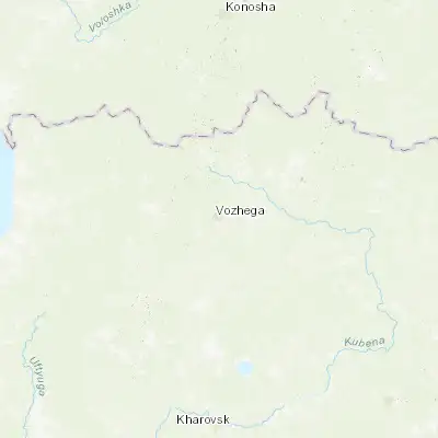 Map showing location of Vozhega (60.472460, 40.221340)