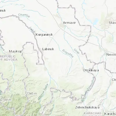 Map showing location of Voznesenskaya (44.552700, 41.031800)