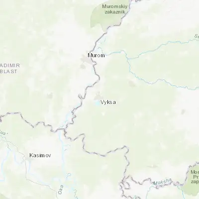 Map showing location of Vyksa (55.317500, 42.174440)
