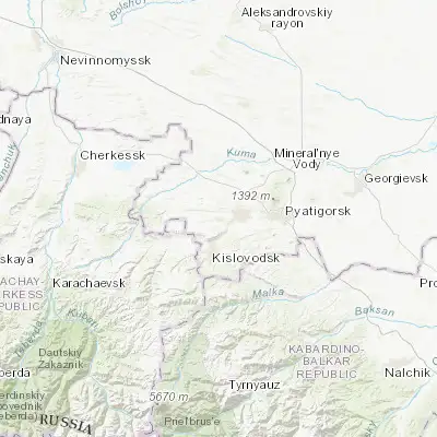 Map showing location of Yasnaya Polyana (44.022500, 42.753900)