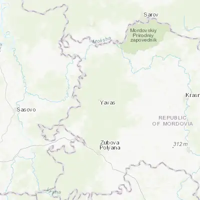 Map showing location of Yavas (54.415900, 42.849100)