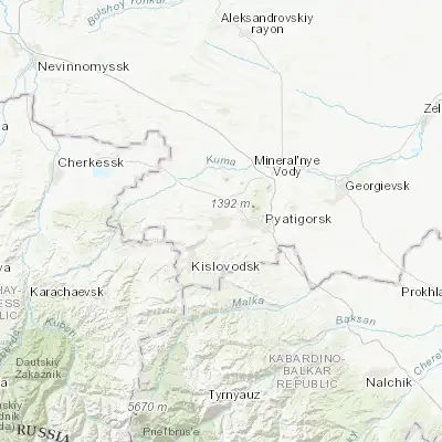 Map showing location of Yessentuki (44.044440, 42.860560)